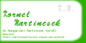 kornel martincsek business card