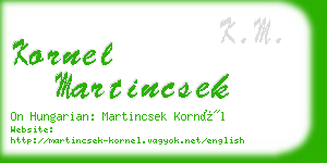 kornel martincsek business card